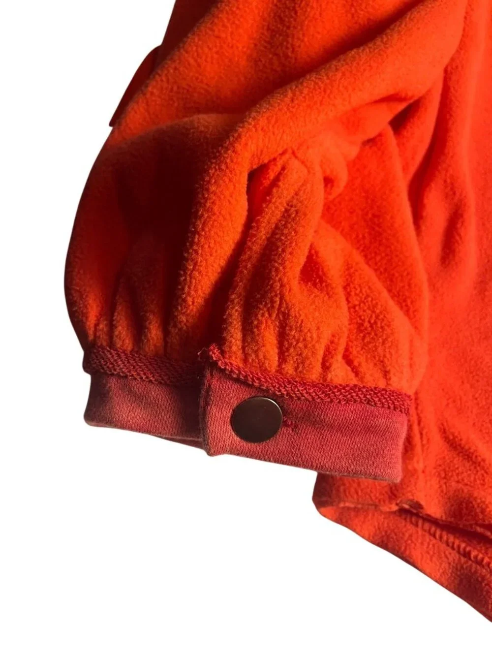 POL Orange Red Fleece Oversized L Shacket Star Patches Snap Buttons & Pockets
